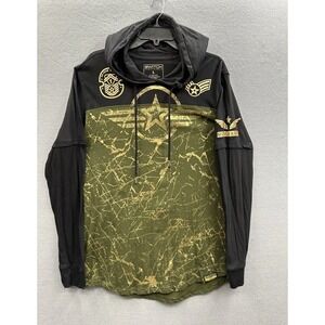 SWITCH REMARKABLE Hoodie Shirt Mens L Black Green Gold Graphic Military Street